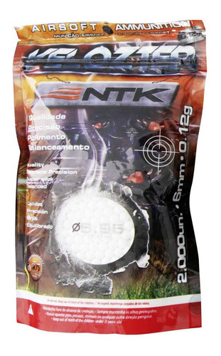 Munição Esferas Airsoft Bbs Velozter Ntk 0.12g 6mm 2000un