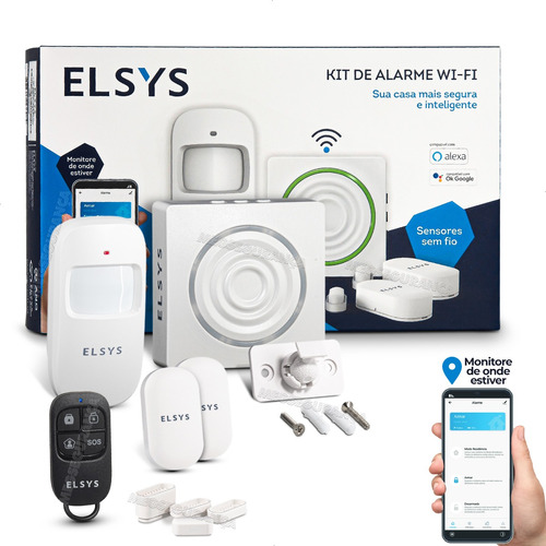  Kit De Alarme Wifi Elsys Compatível Com Alexa E Google Novo