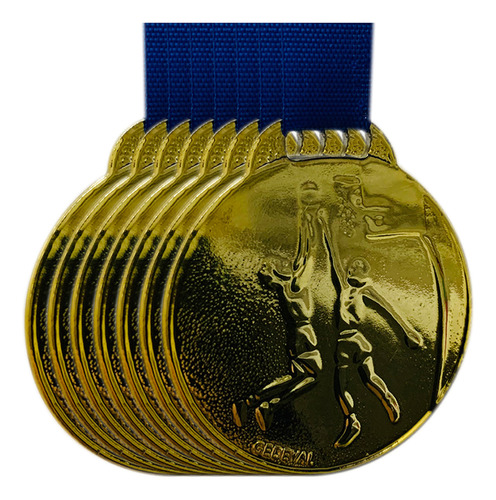 20 Medalhas Basquete Esporte Campeonato Premiação 35mm Fita Cor Ouro