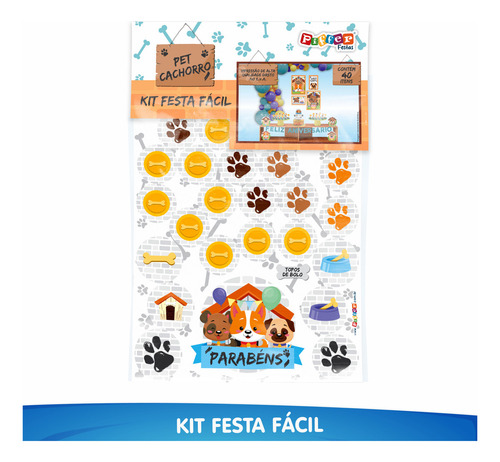 Kit Festa Pronta Decoração Pet Dog Cachorro Auniversário - 40 Un Piffer