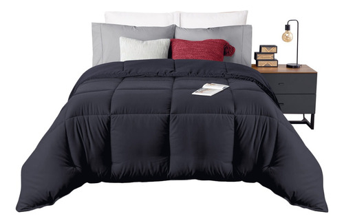 Edredón Duvet Con Relleno Matrimonial Negro Ultra Suave