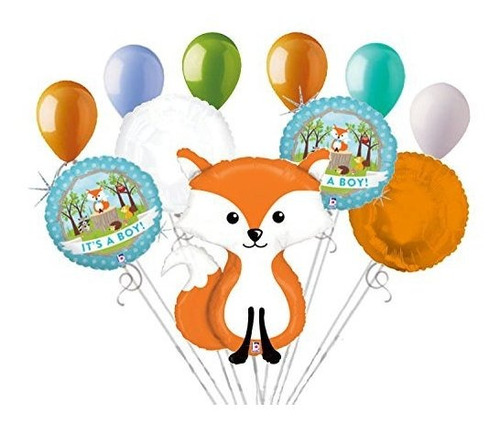 Globos De Fiesta Infantil 11 Pc Woodland Fox Es Un Bebé Niño