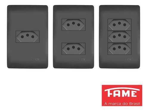 13un Modulo Tomada Interruptor Placa Habitat Black Fame K45