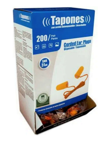 Tapon Auditivo Desechable - Caja De 200 Pares - Steelpro