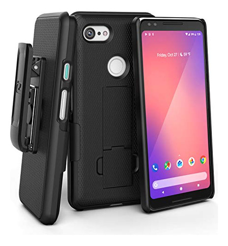 Funda Para Pixel 3 Negra Con Clip Para Cinturon Con Soporte