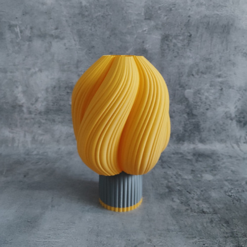 Lampara De Mesa - Velador 3d, Pragma Bodhi Cálido Gris Y Amarillo Amarillo