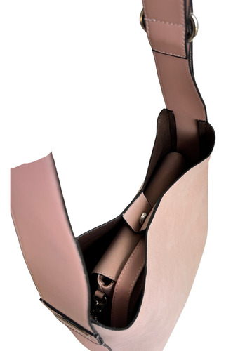 Bolsa Ysl Inspirada Le 5 A 7 Hobo Grande Bolsa + Crossbody Rosa Pálido Lisa Níquel Rosa Pálido