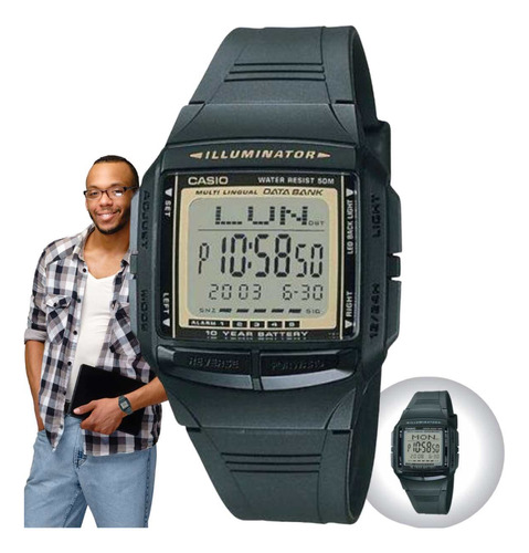 Relógio Casio Masculino Digital Data Bank Prova Dágua 50m