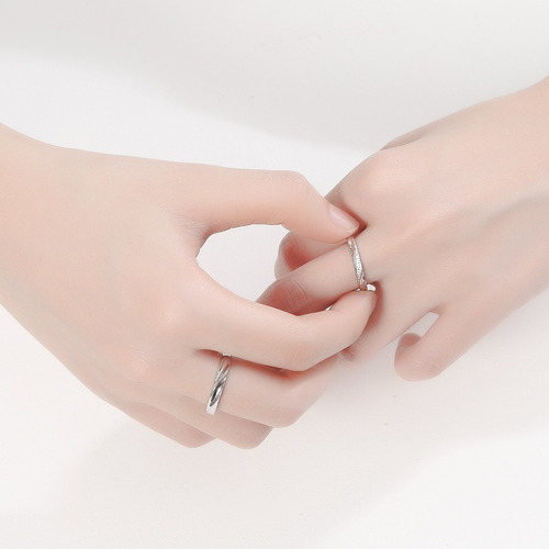 2 Anillos De Compromiso De Pareja De 925 Plata Ajustable.