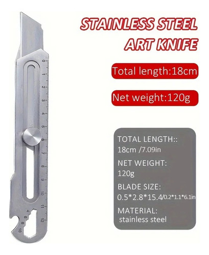 Estilete Profissional 18mm Multifuncional Aço Inox Com Trava