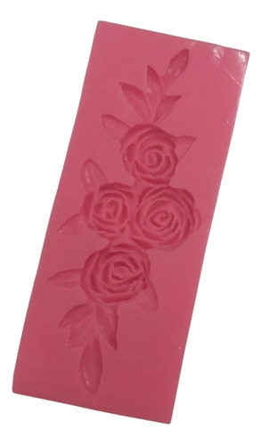 Molde De Silicon Con Diseño Rosa Con Hojas Para Reposteria