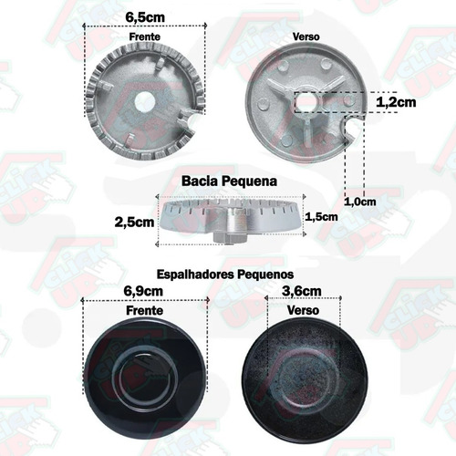 Kit 4 Queimadores Fogão Brastemp Eva Erva Doce Clean Bf050