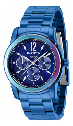 Pulsera De Acero Invicta 40225 De Cuarzo Con Esfera Azul Par