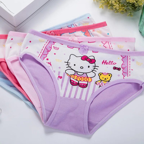 Bragas Hello Kitty Para Niñas, 4 Unidades/lote, 100% Algodón