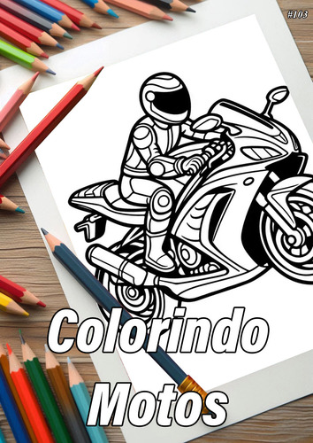 Caderno A4 Com 50 Desenhos Para Colorir Motos #103