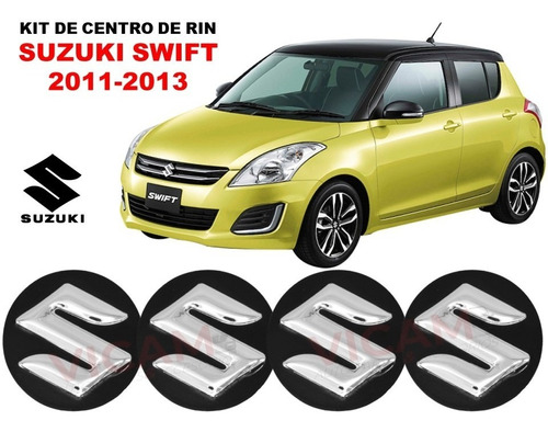 Kit De 4 Centros De Rin Suzuki Swift 11-13 Negro/crom 54 Mm