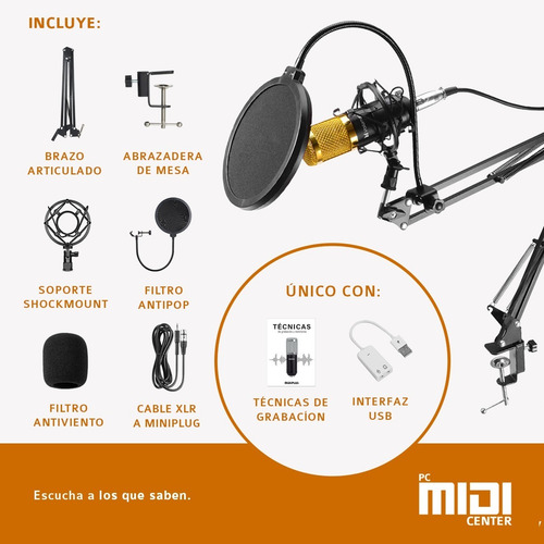 Imagen 4 de 8 de Kit Micrófono Condenser Cardioide Midiplus Bm800 Streaming