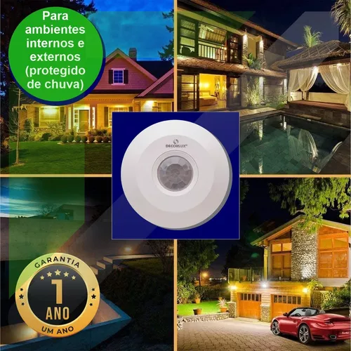 SENSOR DE PRESENÇA 360º REDONDO BRANCO DE SOBREPOR 6M AUTOVOLT