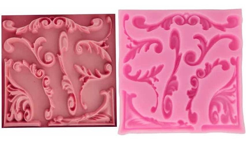 Molde Silicona Moldura Barroco Guarda  Fondat Repostería Color Rosa