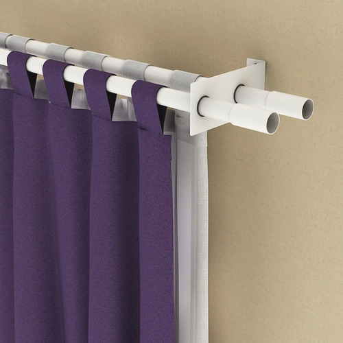 Barral Doble De Acero P/ Cortina 1.5m Temacasa Ø22mm Color Blanco