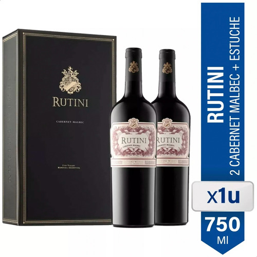 Estuche Vino Rutini Regalo Cabernet Malbec X2 Caja 01almacen