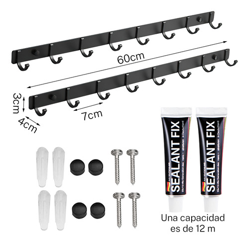 2pzs Percheros Pared Multifunción 8 Ganchos De Llave Y Gorra Acero Inoxidable, Duradero Y Duradero, Versátil Y Ahorro De Espaciogomita