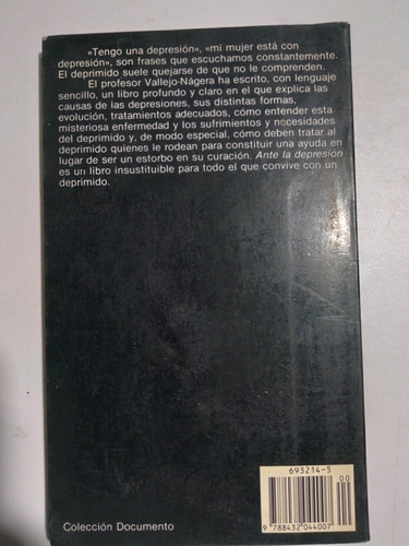 Libro Ante La Depresion / Juan Antonio Vallejo Najera