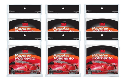 Kit 6 Pacote Papel De Polimento 30cm X 29cm Pct 10 Unid.- 3m