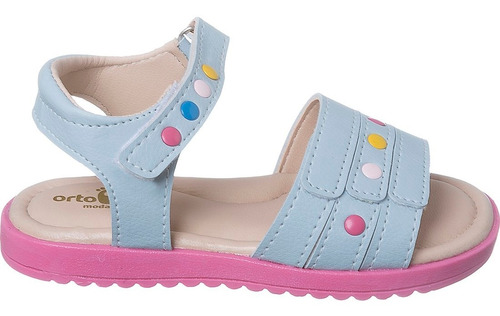 Sandália Infantil Ortopasso Cinderela Baby Branco Rosa Azul