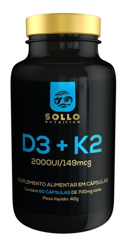 Vitamina D3 + K2 + C - 60 Cápsulas