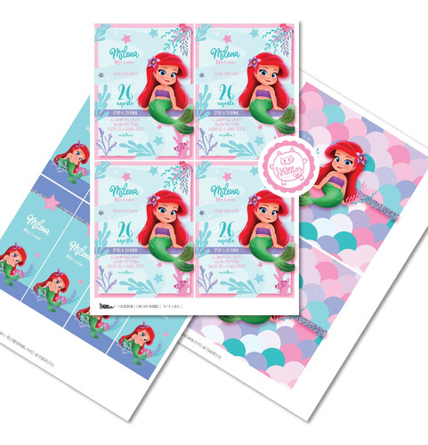 Kit Imprimible Editable Sirenita Bebé Princesa Disney Pdf