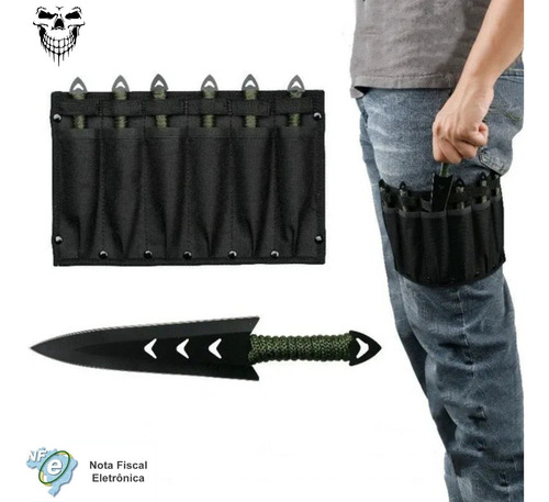 Kit 6 Facas Punhal Jogo De Arremesso + Coldre Perna