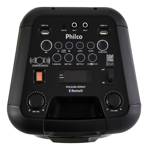 Caixa Som Pcx5500 Festa Som Potente Bluetooth Philco C/ Mic