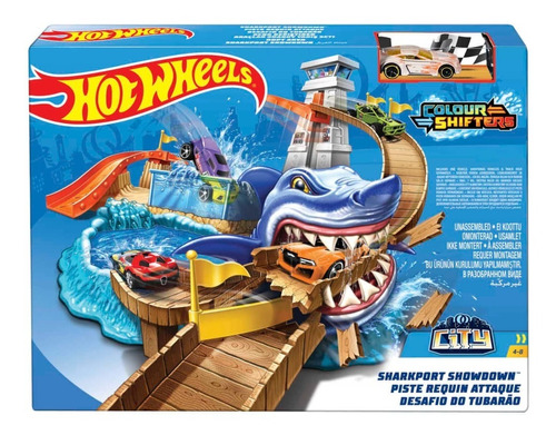 Pista Carritos Hot Wheels Sharkport Showdown Tiburón