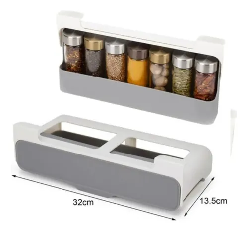 Especiero Plegable Organizador 6 Frascos Cocina Estante Blanco Y Gris