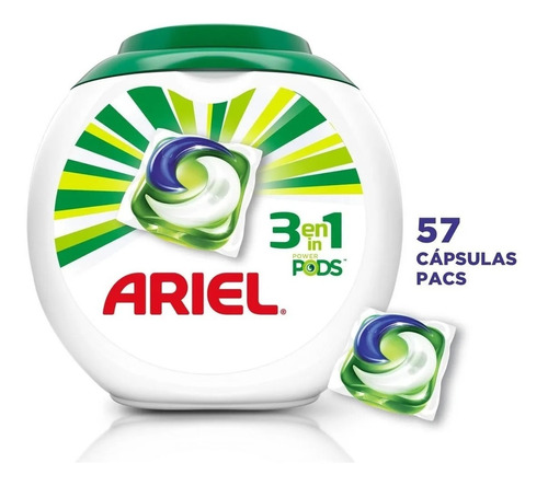 Cápsulas De Detergente Ariel Pods 3 En 1, - 57 Capsulas - Cq