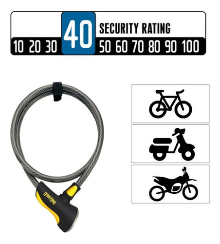 Imagen 3 de 7 de Candado De Cable Onguard Akita 8039 Para Bicicleta