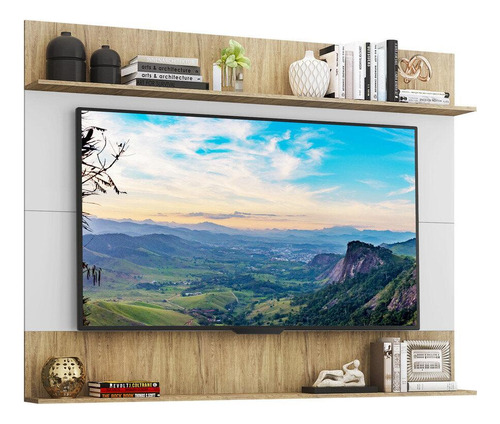 Painel Com Suporte Tv 65 Amsterdã Classic Multimóveis V3424 Cor Branco/Rustic