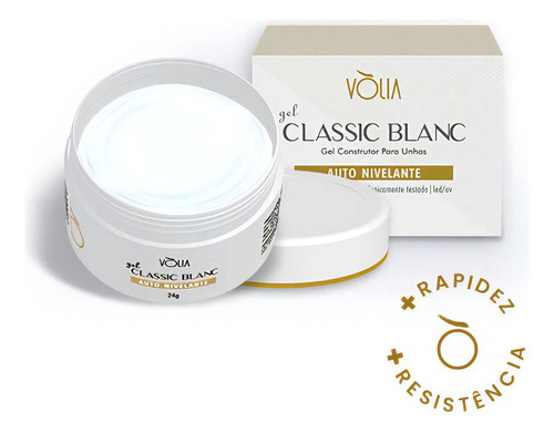 Gel Led Uv Alongamento Unhas Classic Blanc Pote 24g Vòlia Cor Branco