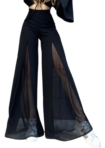 Pantalón Transparente De Tiro Alto Con Corte Holgado Mujer