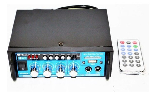 Amplificador 12v/220v Bluetooth Usb Fm Sd Card Karaoke Mp3