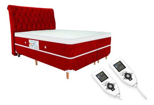 Colchão Magnético King 1,93x2,03 Hr Premium Massageador 2 Controles Energia Bio Quantica Infra Vermelho + Cama Box