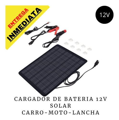 Cargador Bateria Carro Moto Lancha Solar Mantenedor 10w 