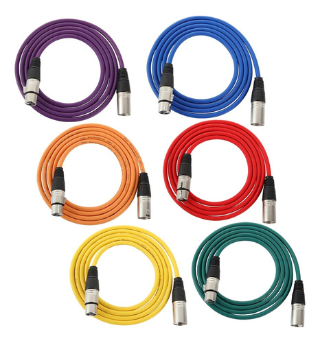 Cable Xlr Abuff 1.8 ,de Macho A Hembra, Pack 6 Multicolor
