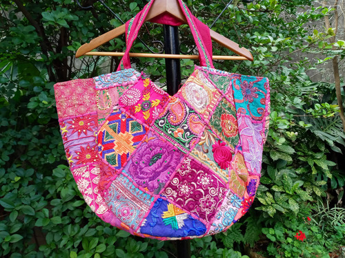 Bolso Grande Importado Hindu, Cartera ( Cod 31-32 ) Rosa -lila 32