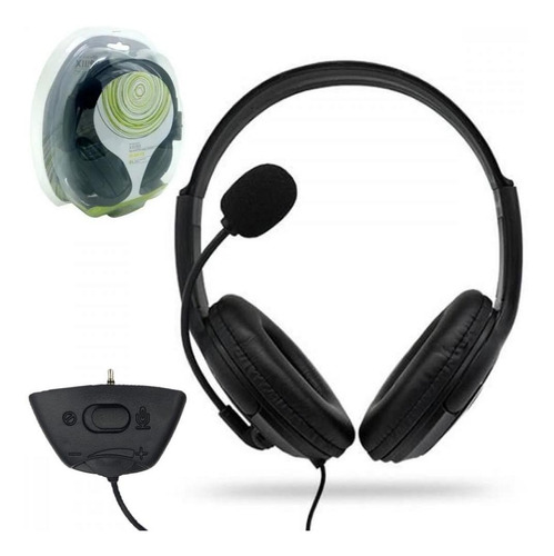 Fone Ouvido Xbox 360 Headset Microfone Jg Online Chat Cor Preto