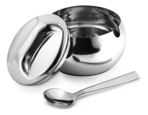 Açucareiro Em Aço Inox Com Tampa E Colher Cozinha Farinheiro