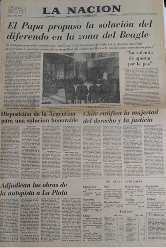 La Nacion 13/12/1980 El Papa Sobre Conflicto Del Beagle