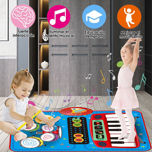 Alfombra Musical Piano Y Tambor Juguete Para Niños 70x45cm