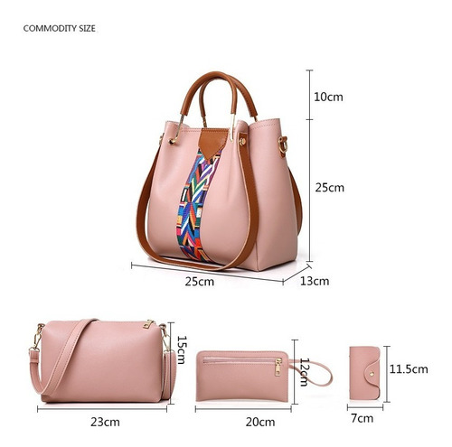 Imagen 4 de 9 de Set 4 Bolsas Mujer Moda Dama Crossbody Cosmetiquera Correa